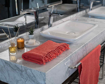 Waffle Weave Organic Cotton Turkish Towel, Stone Washed Bath and Hand – view 17