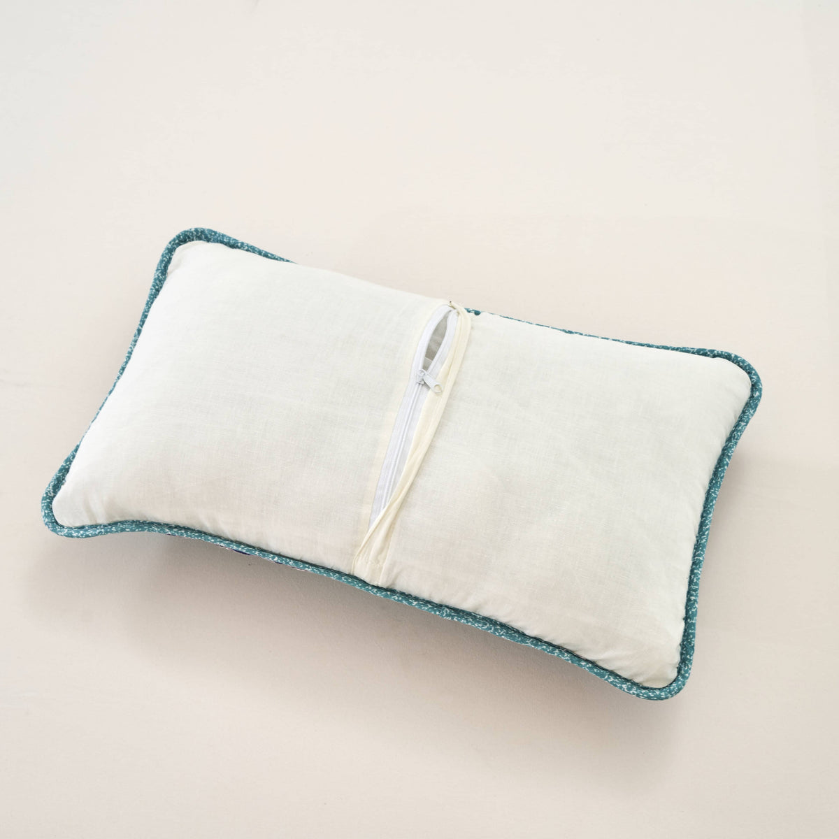 Old World Turquoise Geometric Patchwork Border Lumbar Pillow Sham – view 3