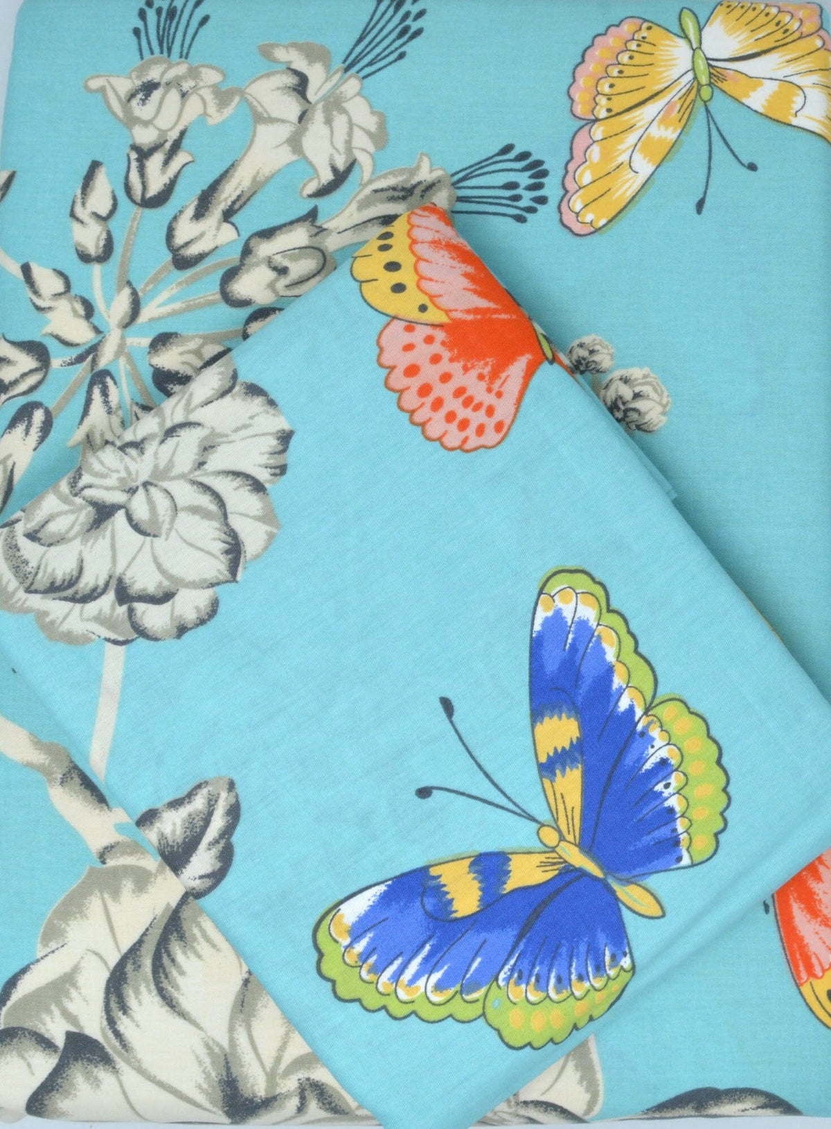 Butterfly Wonderland Aqua Floral Cotton Duvet Cover Set – view 6