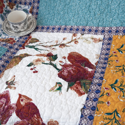 Old World Garden Hummingbirds Cotton Patchwork Quilted Throw Blanket – view 7