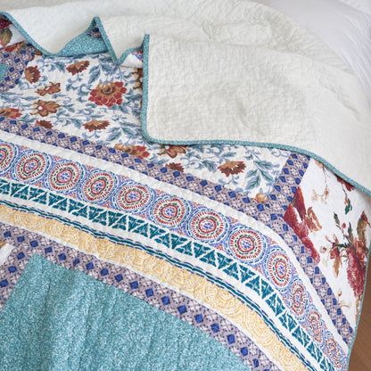 Old World Garden Hummingbirds Pastel Cotton Patchwork Quilt Set – view 2