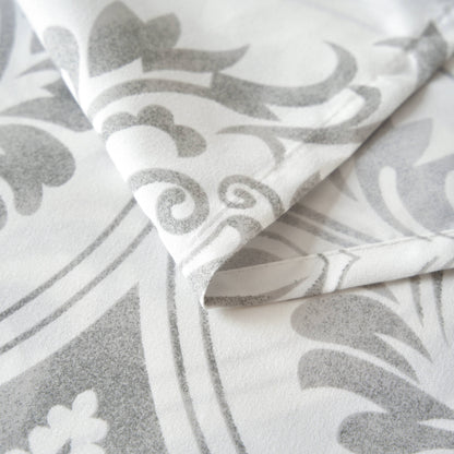 Dreamy Moon Sky Ogee Damask Gray and White Bed Sheet Set – view 5