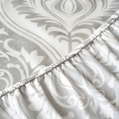 Dreamy Moon Sky Ogee Damask Gray and White Bed Sheet Set – view 6