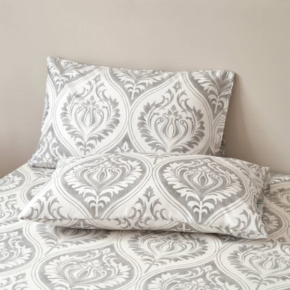 Microfiber Ogee Damask Pillowcases, Heather Gray & White