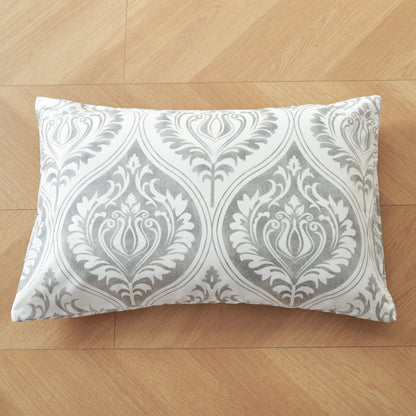 Dreamy Moon Sky Ogee Damask Reversible Duvet Cover in Gray and White – view 15