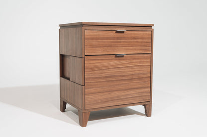 Walnut Laminate Nightstand with Integrated Storage