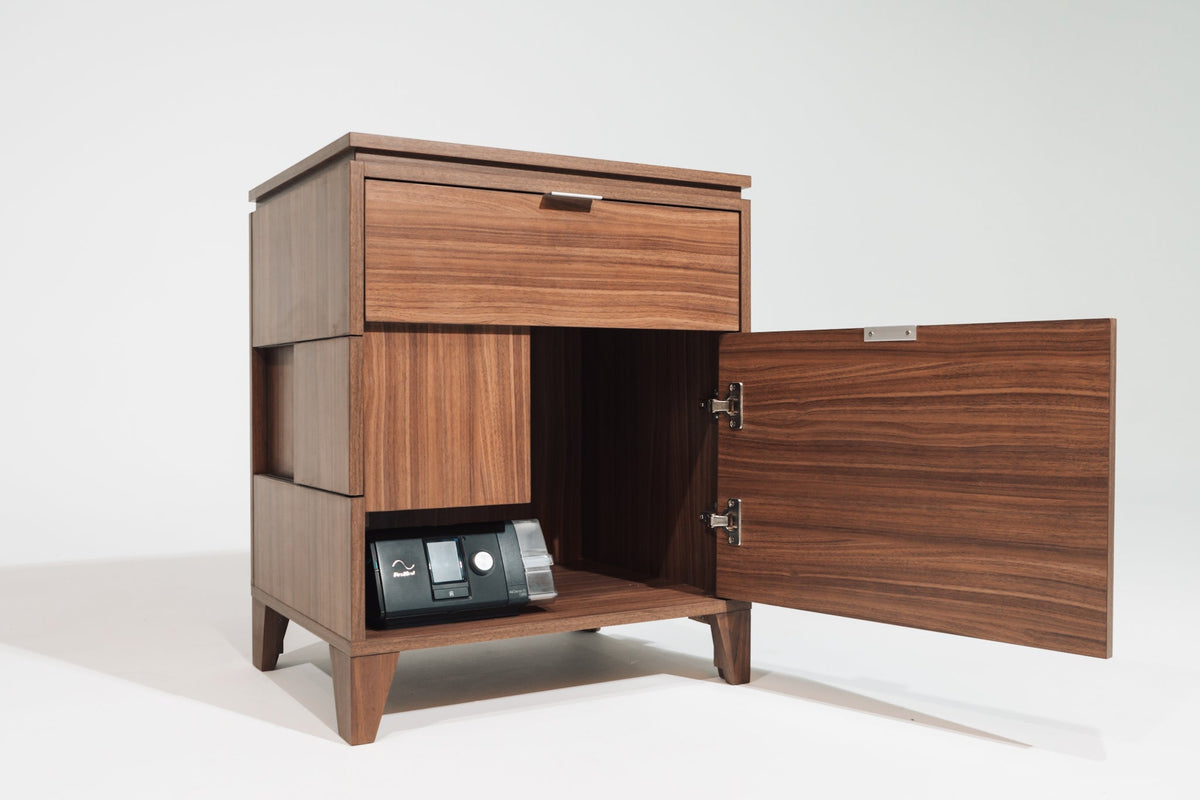 Soho Walnut Laminate C-PAP Nightstand with Concealed Storage – view 4