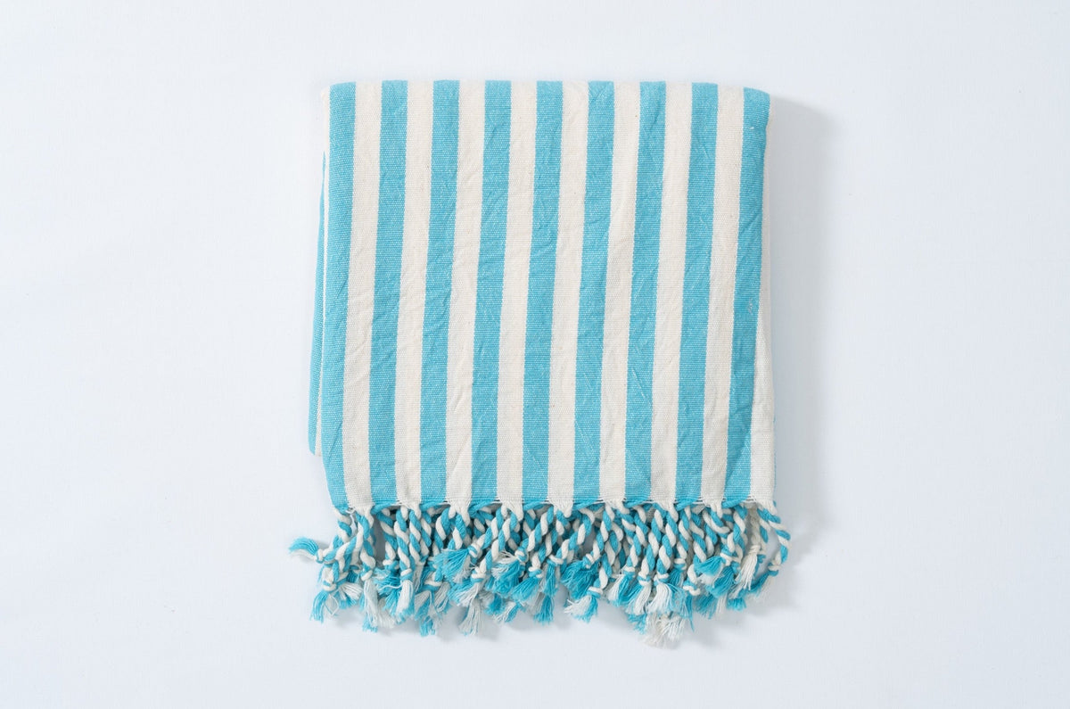 Cotton Linen Bath Towel in Girit Turquoise
