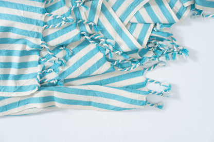 Girit Turquoise Cotton Linen Turkish Towel, 37 x 73 Inch Beach Towel – view 4