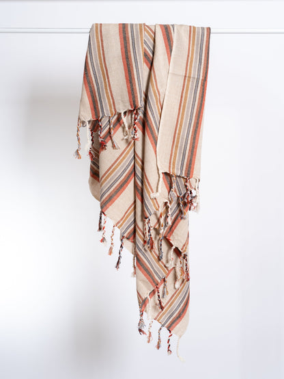 Cunda Cotton Linen Turkish Peshtemal Towel, 37 x 73 Inch Striped – view 3