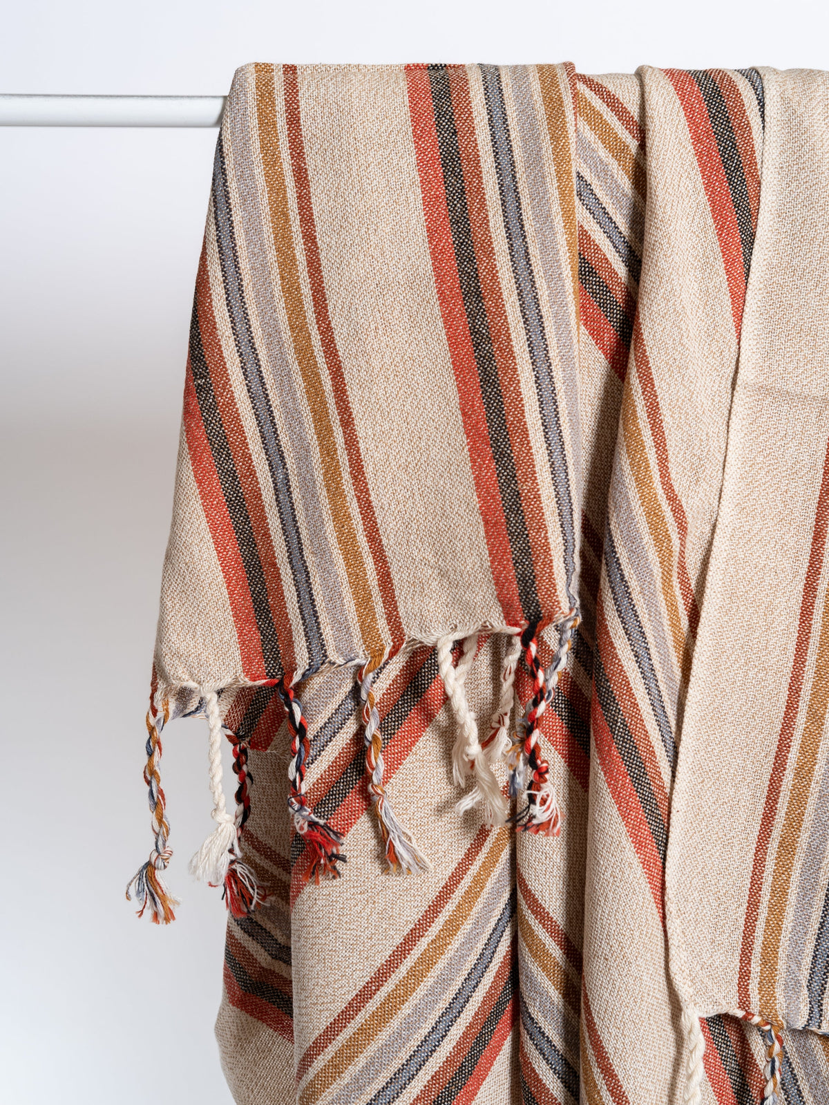 Cunda Cotton Linen Turkish Peshtemal Towel, 37 x 73 Inch Striped – view 4