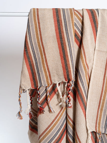 Cunda Cotton Linen Turkish Peshtemal Towel, 37 x 73 Inch Striped – view 4