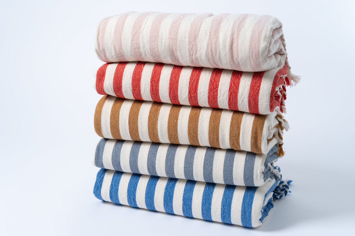 Cotton Linen Girit Hand-Woven Bath & Beach Towel Set