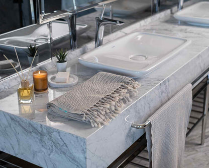 Waffle Weave Organic Cotton Turkish Towel, Stone Washed Bath and Hand – view 18