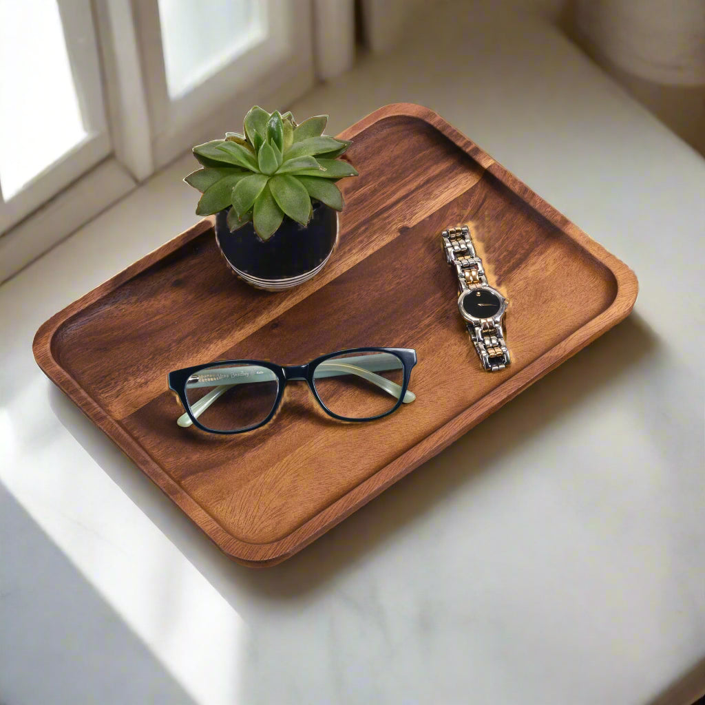 Rectangular Acacia Wood Serving Plates, Set of 2 – view 7