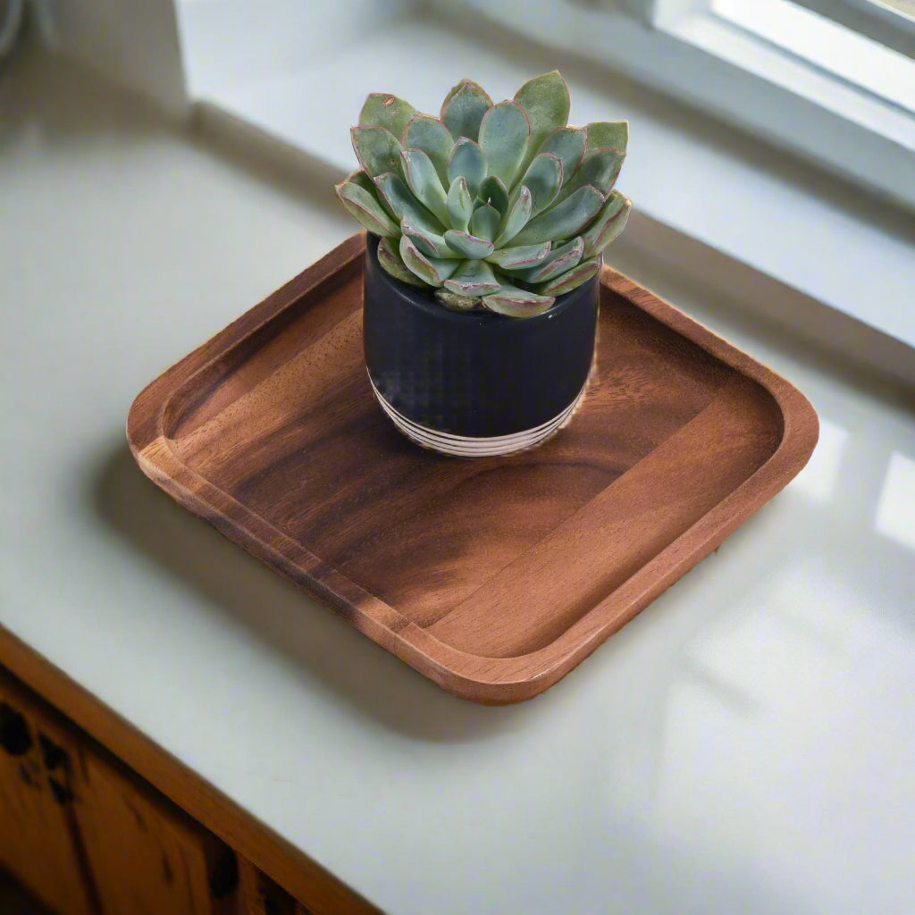 Square Acacia Wood Serving Plates and Display Trays, Set of 2 – view 2