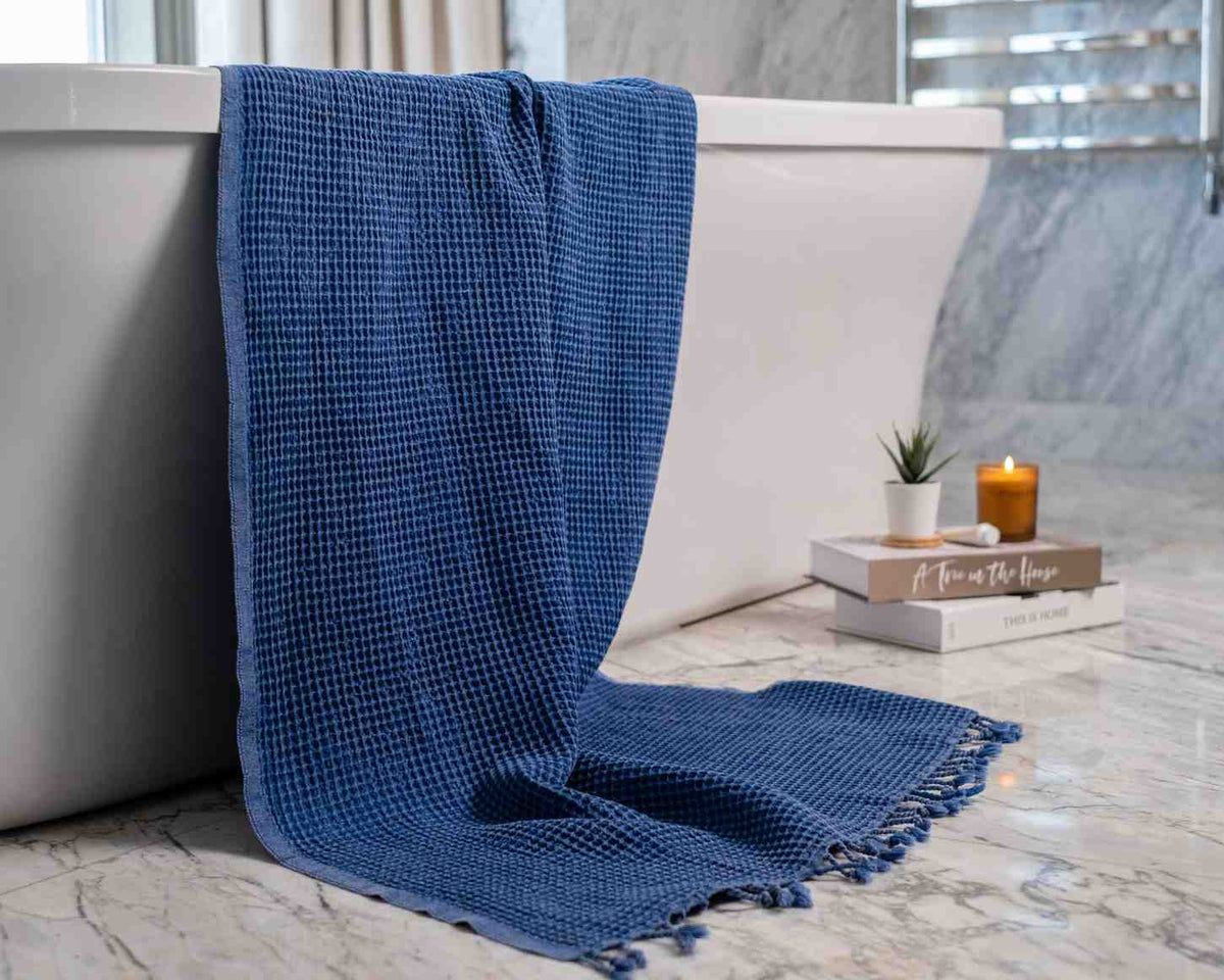Waffle Weave Organic Cotton Turkish Towel, Stone Washed Bath and Hand – view 20