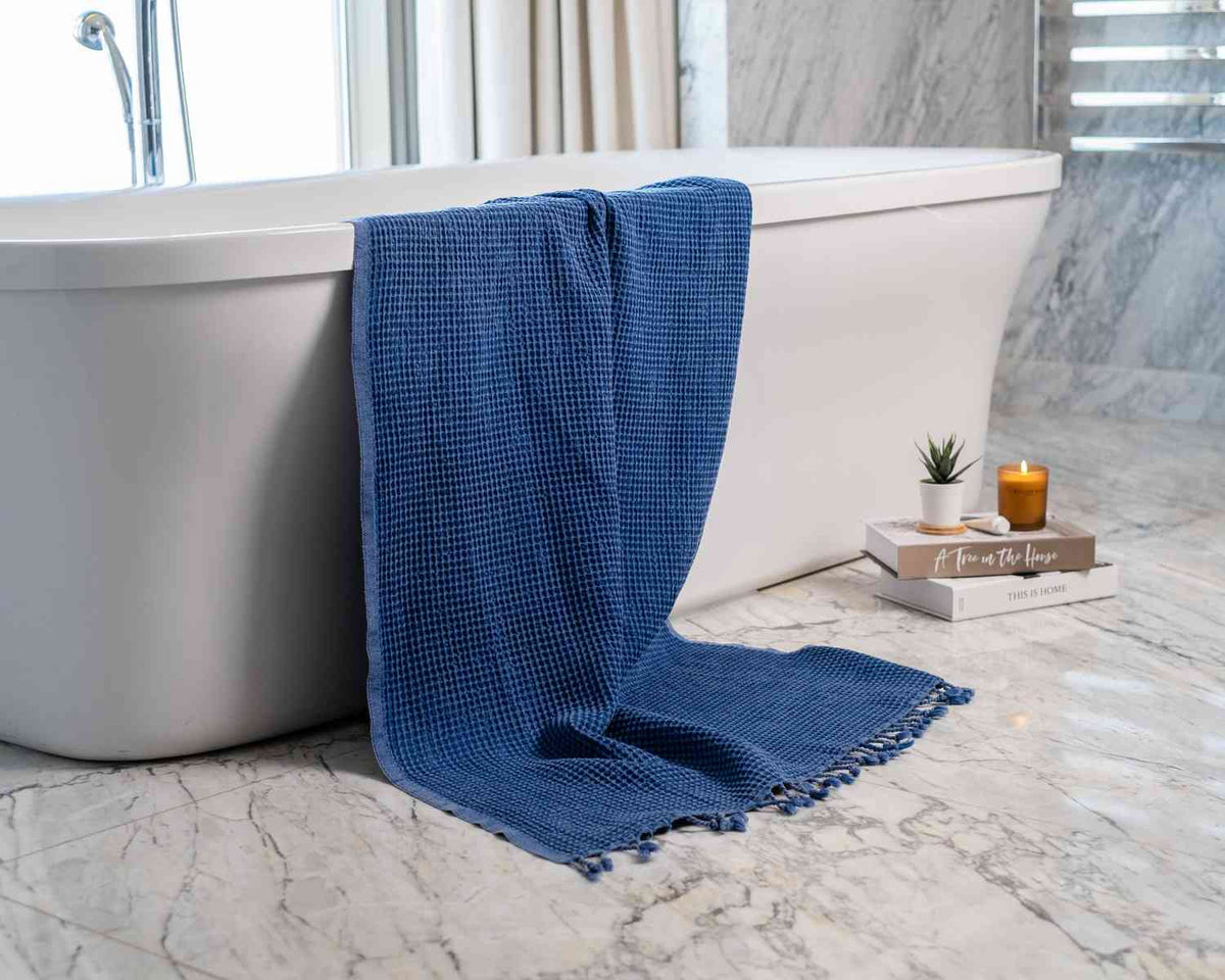 Waffle Weave Organic Cotton Turkish Towel, Stone Washed Bath and Hand – view 21
