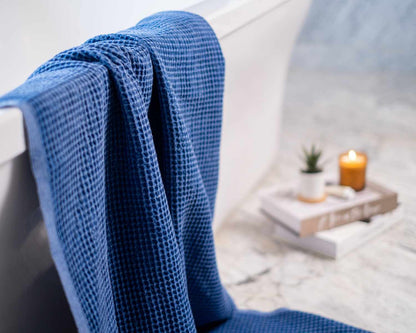 Waffle Weave Organic Cotton Turkish Towel, Stone Washed Bath and Hand – view 19