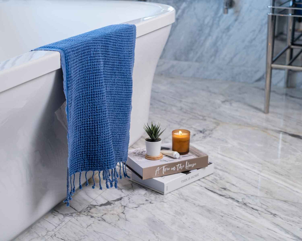 Waffle Weave Organic Cotton Turkish Towel, Stone Washed Bath and Hand – view 22