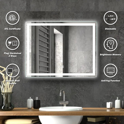 Deluxe Center Glow LED Bathroom Mirror with Anti-Fog, Large Sizes – view 3