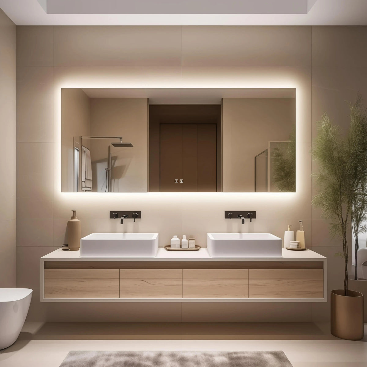 Deluxe Sleek Backlit LED Bathroom Mirror with Anti-Fog, Large Sizes – view 2