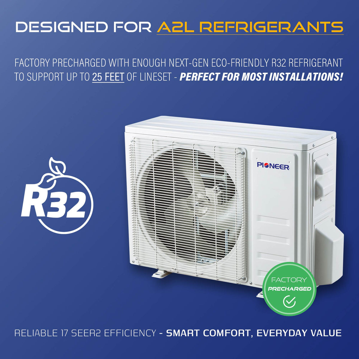 Pioneer Diamante Essenza 17,000 BTU 17 SEER2 230V High-Wall Ductless Mini-Split Air Conditioner Inverter Heat Pump with 16 Ft. Kit – view 3