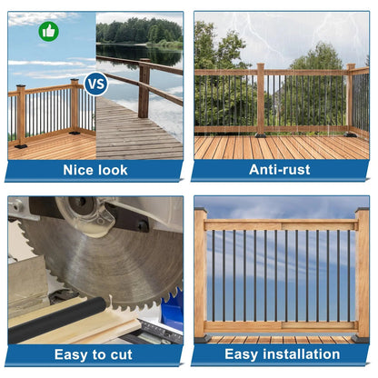 Wrought Iron Hollow Deck Balusters with Screws and Connectors – view 2