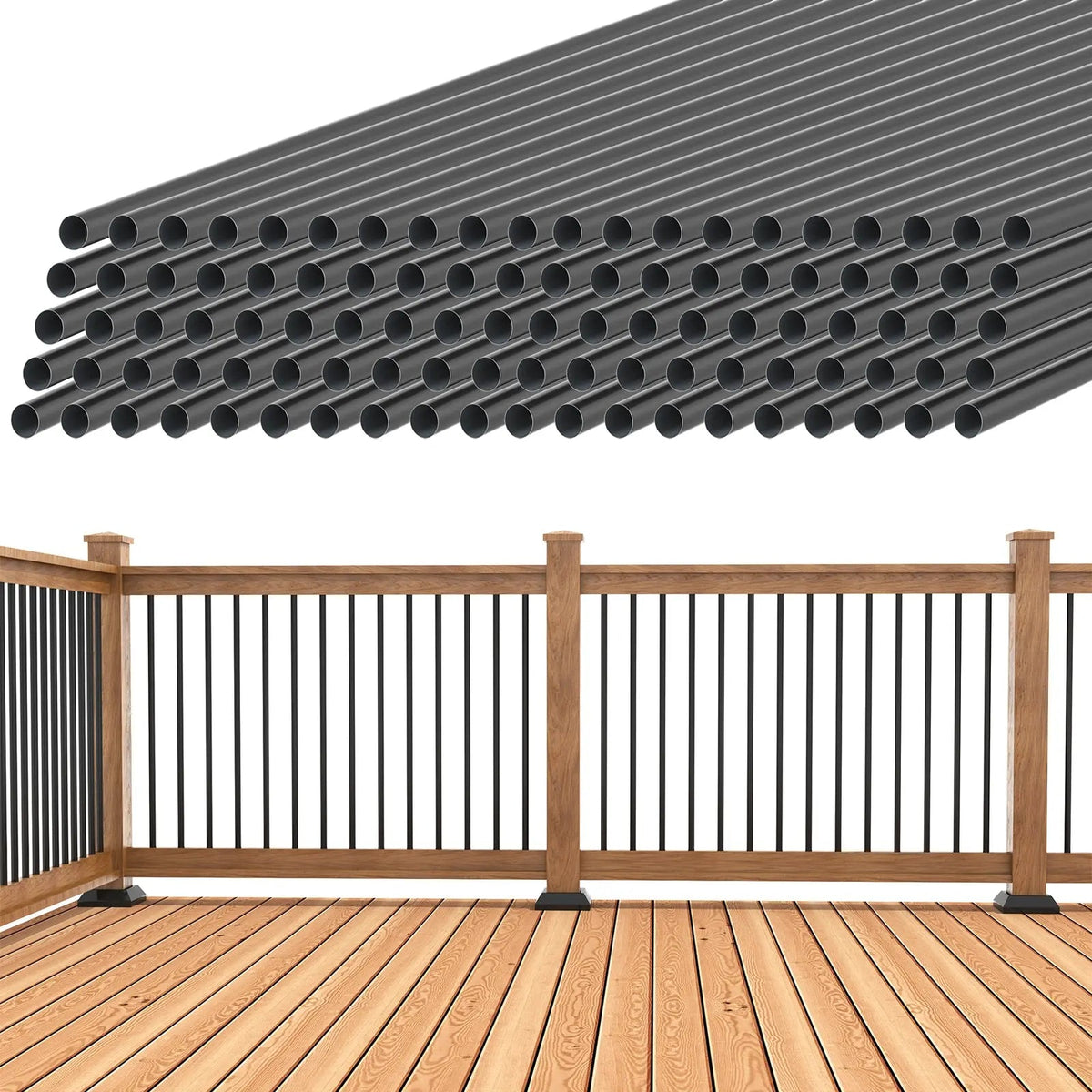 Wrought Iron Hollow Deck Balusters with Screws and Connectors – view 8