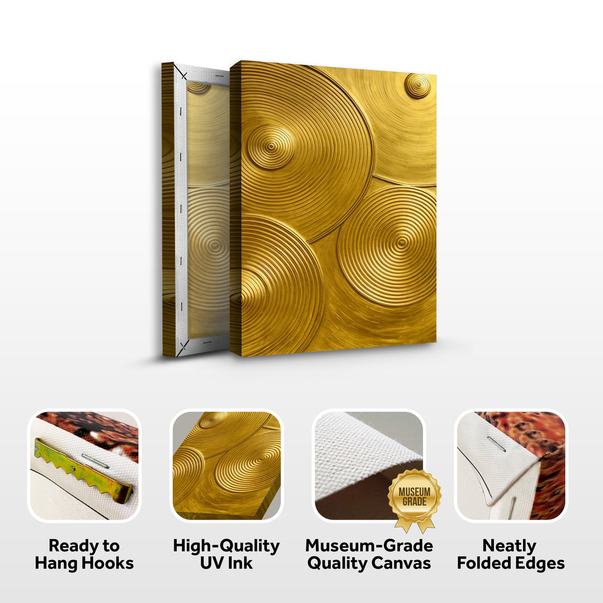 Gold Symphony Abstract Canvas Wall Art, Gallery Wrapped – view 8