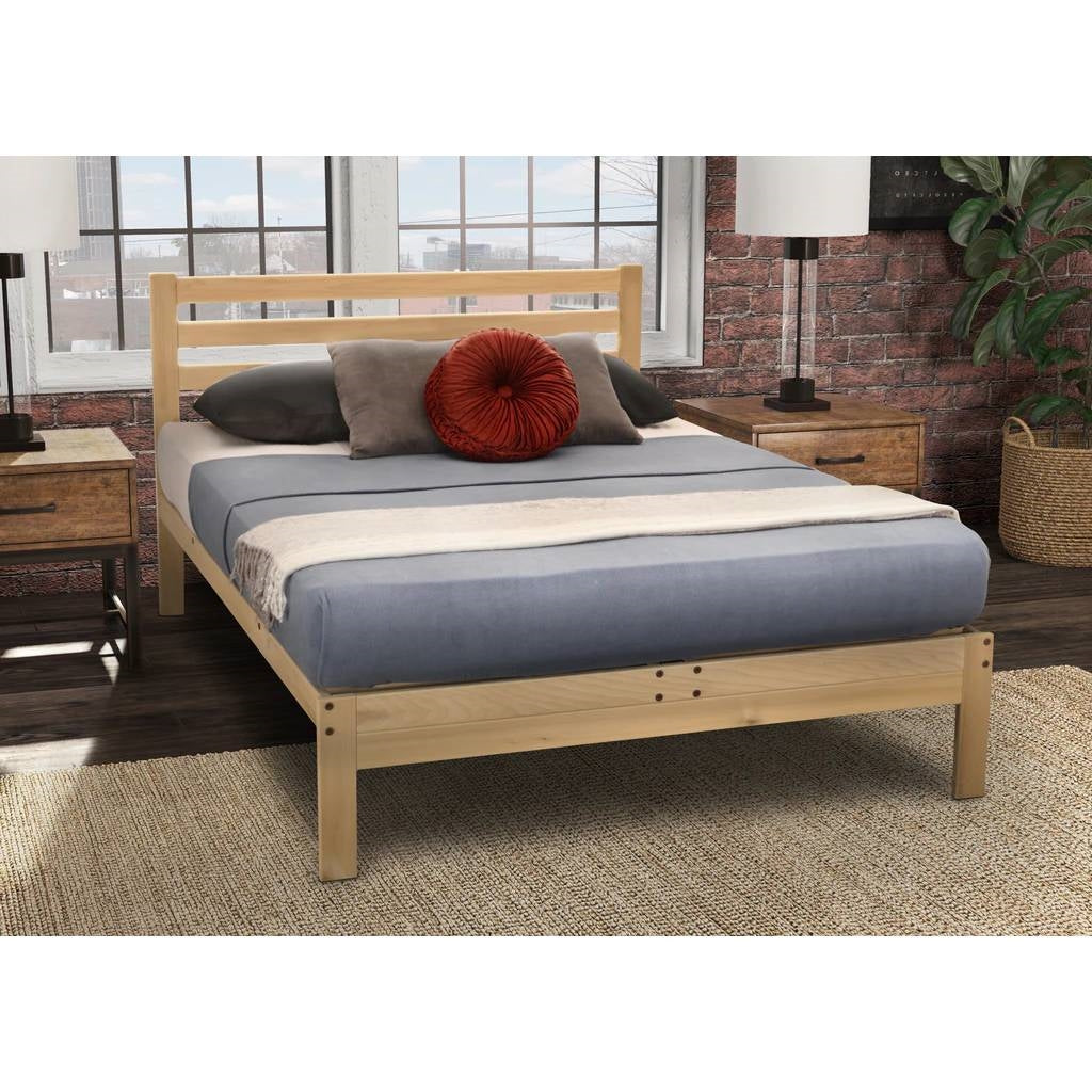 Full Size Solid Wood Platform Bed Frame with Slatted Headboard – view 2