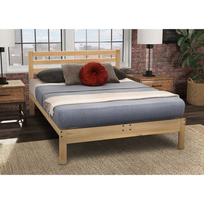 Full Size Solid Wood Platform Bed Frame with Slatted Headboard – view 2