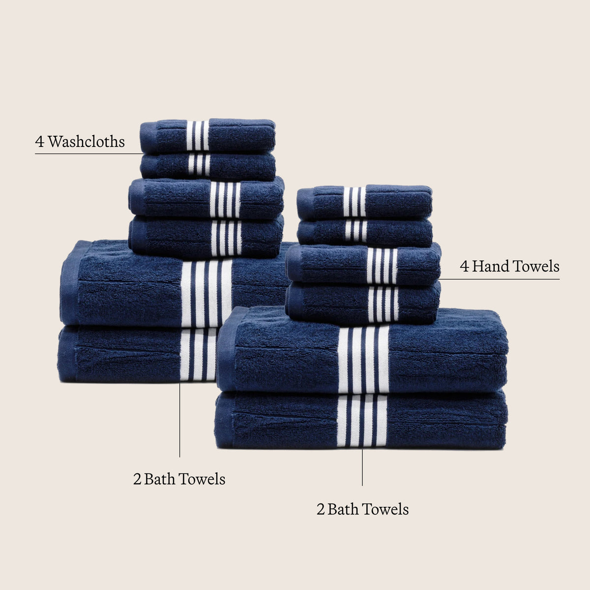 Nautilus Australian Cotton Striped Bath Towels, 600 GSM Towels and Sets – view 27