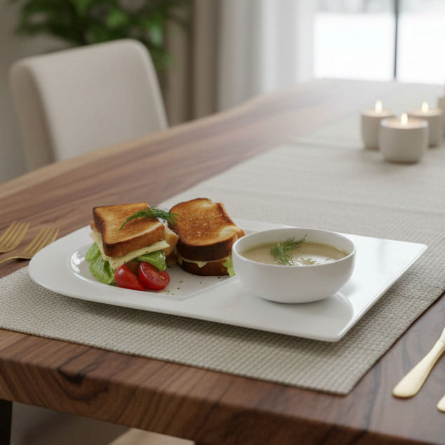 Bone China Soup and Sandwich Plates with 12 oz Bowl, Set of 4 – view 2