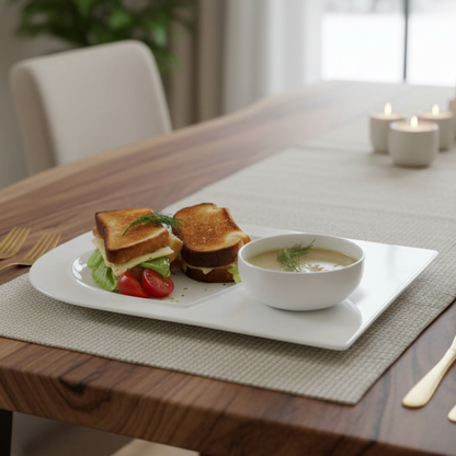 Bone China Soup and Sandwich Plates with 12 oz Bowl, Set of 4 – view 2