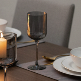 Smoky Stemmed Wine Glasses with Tapered Bowl, Set of 4 – view 2
