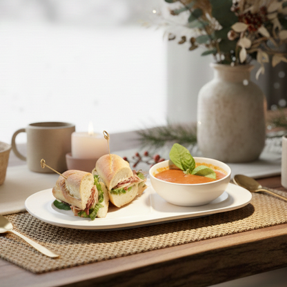Fine White Porcelain Soup and Sandwich Plates, Set of Four