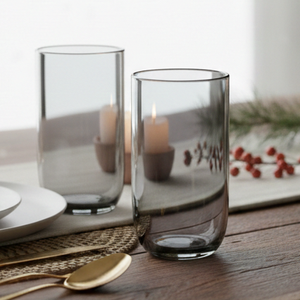Smoke Tumbler Glasses – Set of 4, Lead-Free Glass Drinkware