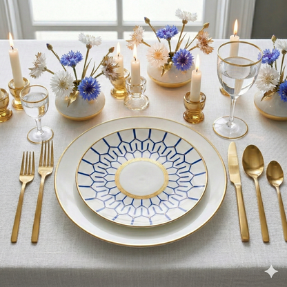 Blue Mosaic Geometric Porcelain Accent Plates, Set of 4 – view 2