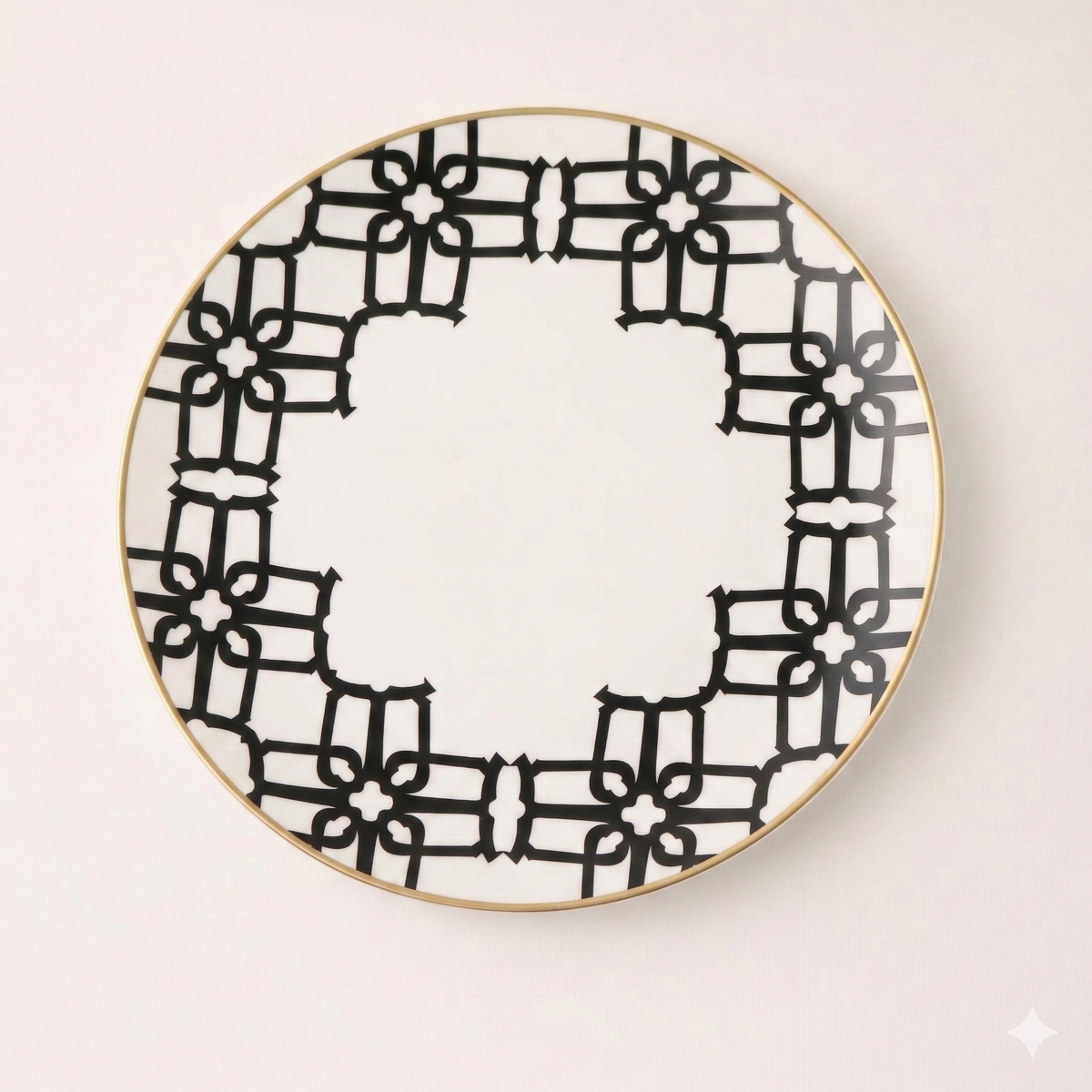 Porcelain Geometric Accent Plates, Set of Four