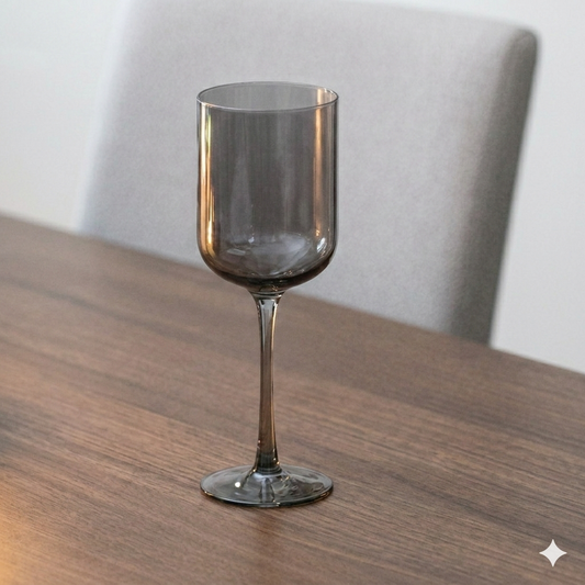 Smoky Glass Stemmed Wine Glasses, Set of Four