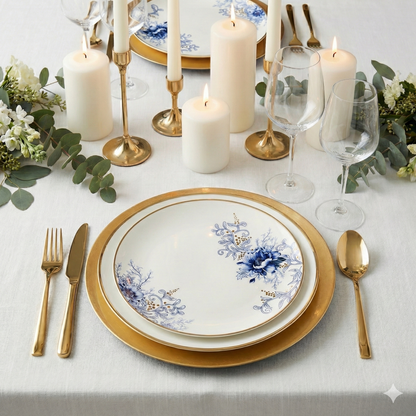 Blue Floral Porcelain Accent Salad Plates, Set of 4 – view 2
