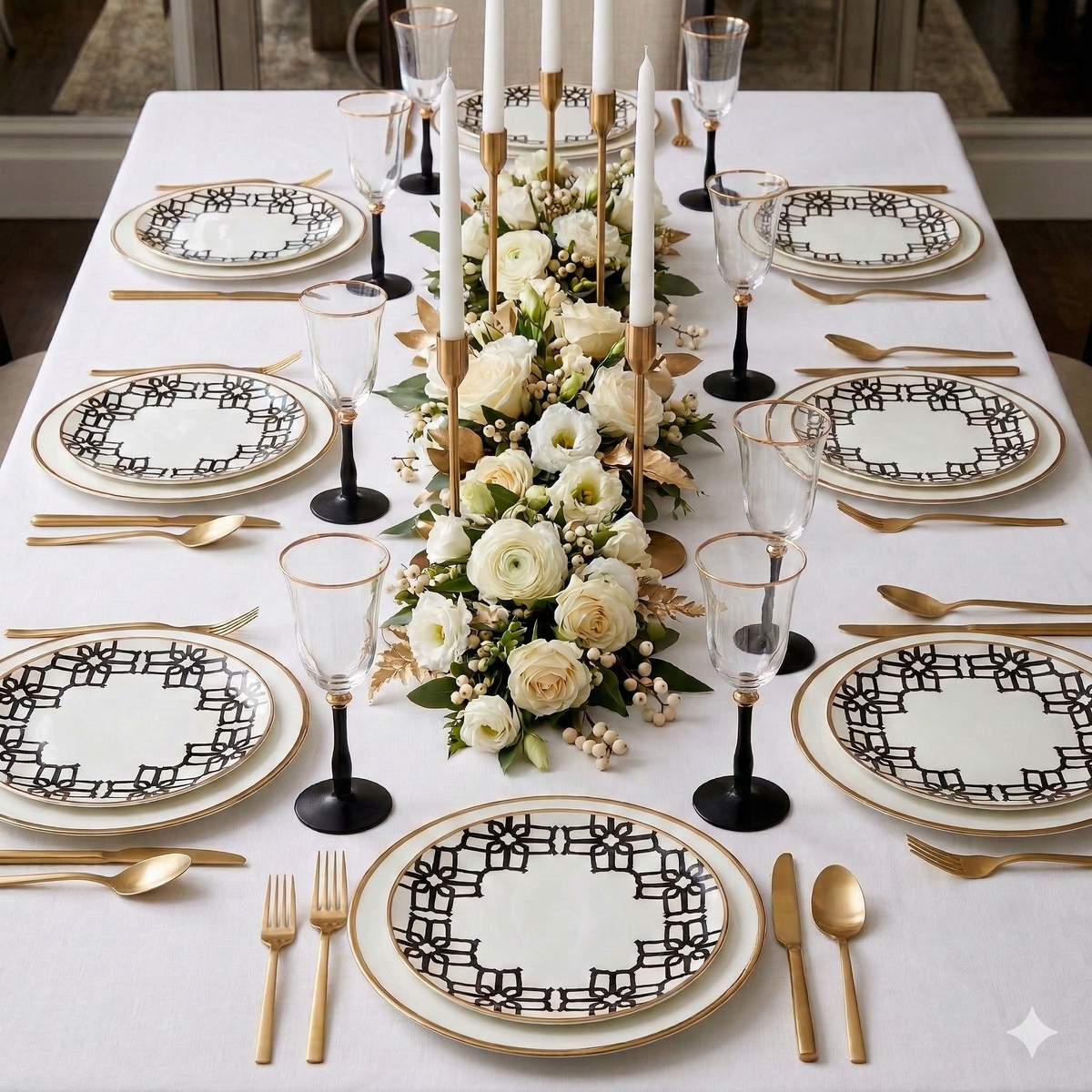 Black and White Geometric Porcelain Accent Plates, Set of 4 – view 2