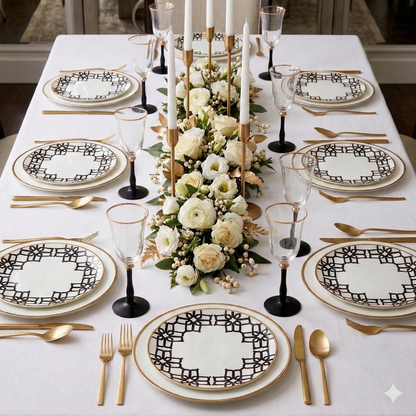 Black and White Geometric Porcelain Accent Plates, Set of 4 – view 2