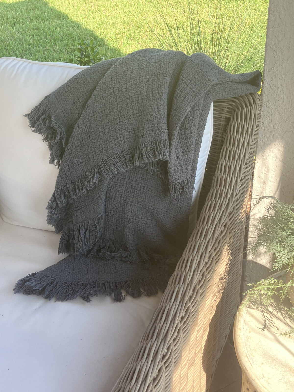 100% Cotton Fringed Throw Blanket, 52 x 65 Inch – view 4