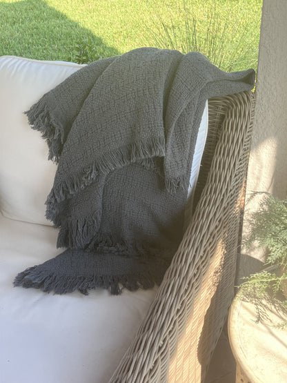 100% Cotton Fringed Throw Blanket, 52 x 65 Inch – view 4