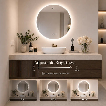 Round Backlit LED Bathroom Vanity Mirror with Dimmable Lights – view 2