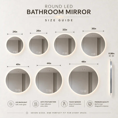 Round Backlit LED Bathroom Vanity Mirror with Dimmable Lights – view 5