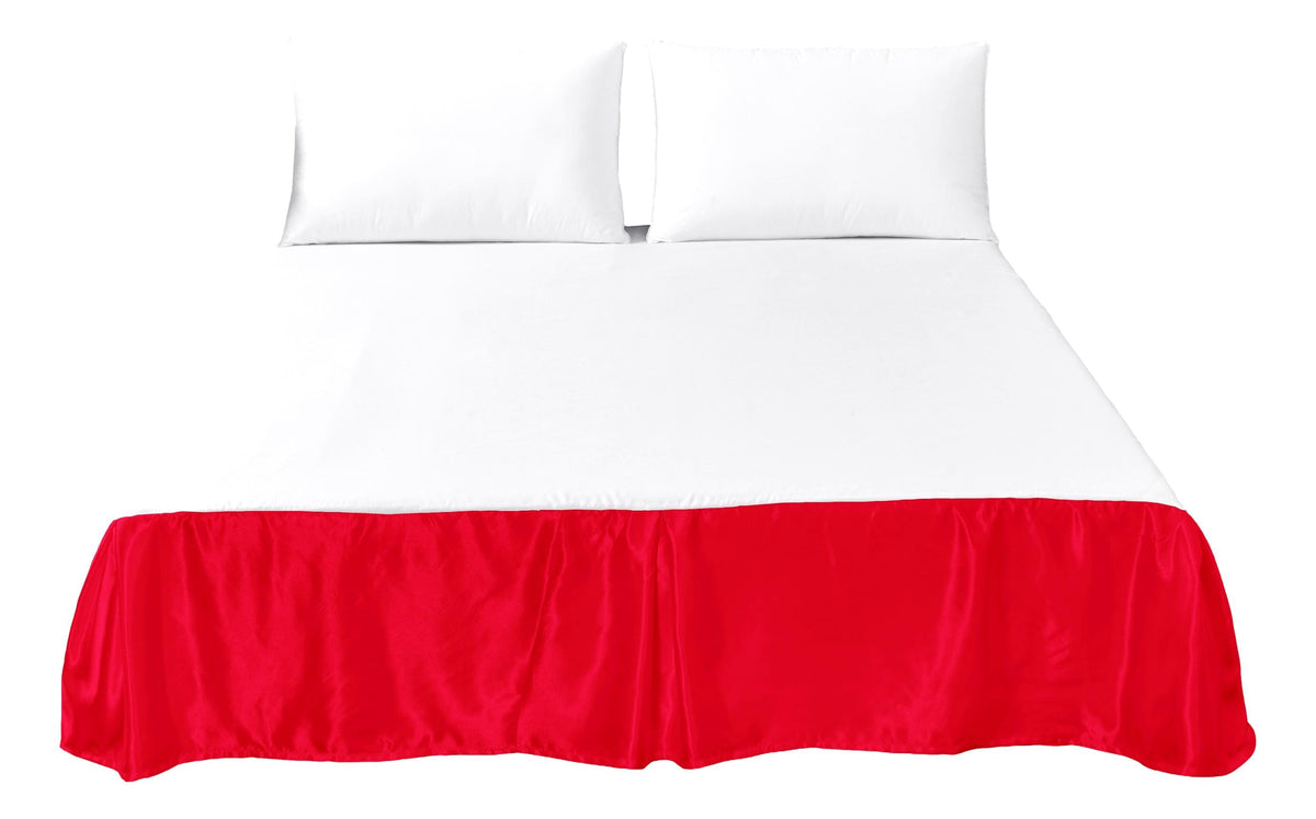 Bright Red Satin Tailored Platform Bed Skirt, 14-Inch Drop – view 4