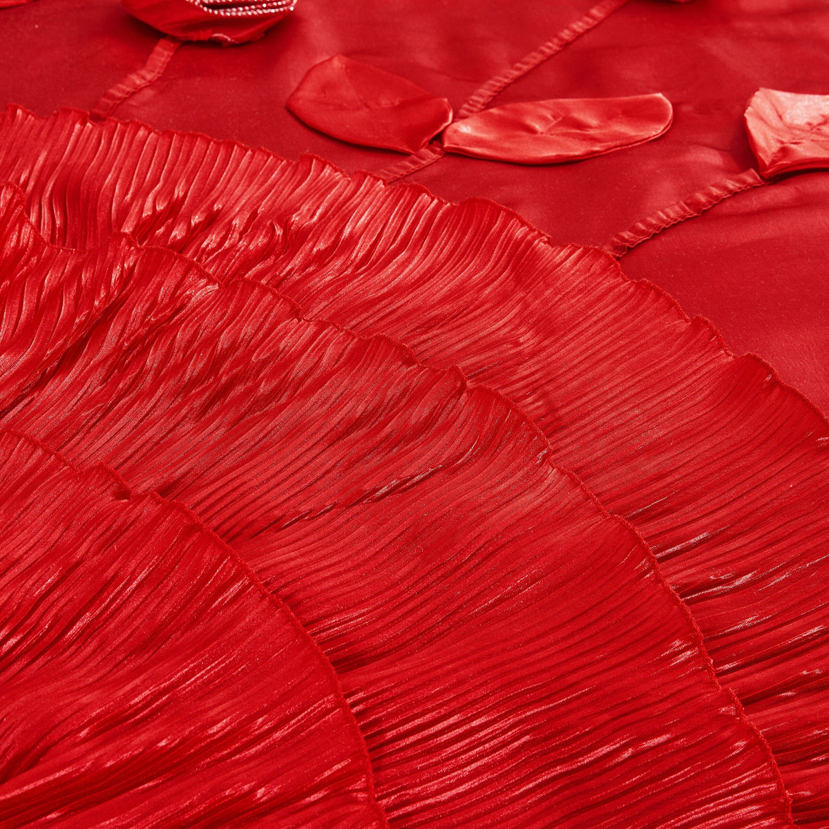 Romantic Red Rose Satin Ruffle Victorian Glam Comforter Set – view 6
